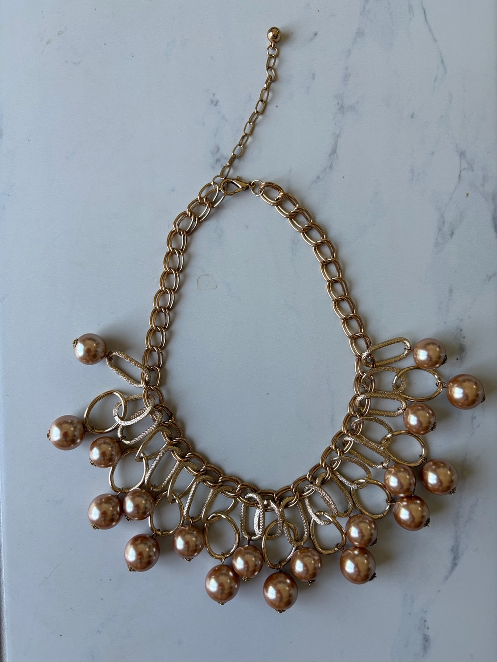 Gold-Tone Pearl Drop Statement Necklace